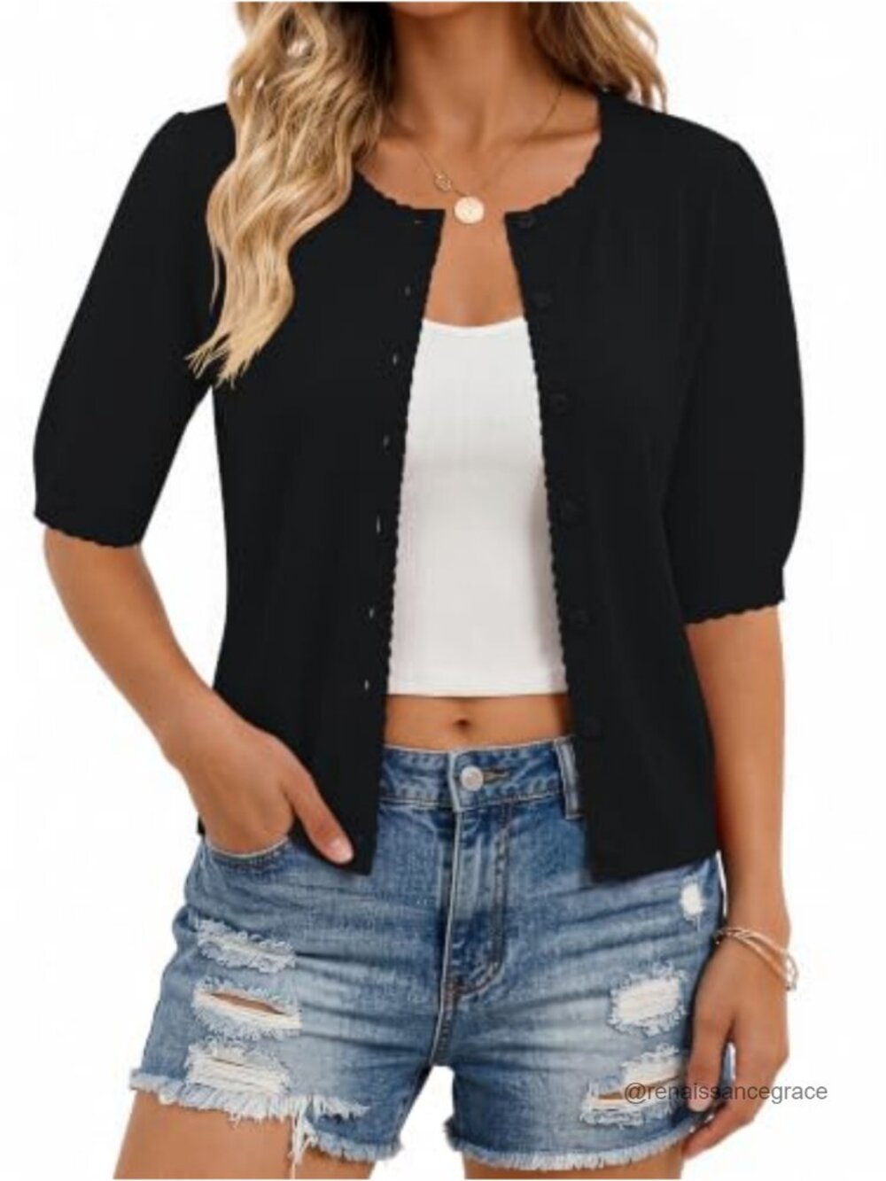 Women's Short Sleeve Cardigan Summer Lightweight Cropped Knit